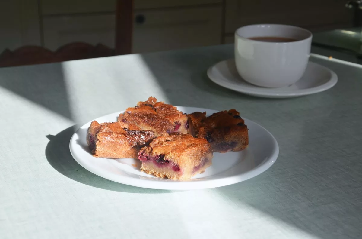 Gâteau américain : Buckle aux mûres